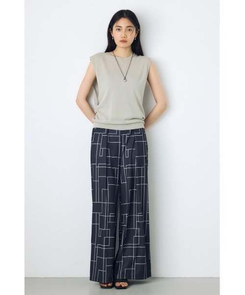AZUL by moussy(アズールバイマウジー)の「【接触冷感ひんやり♪】【身長/骨格別着用画像あり】幾何学柄ワイドパンツ 夏服 春服 秋服(スラックス・レディース・ブラウン/ブラック/アイボリー・SMALL/MEDIUM)」の12枚目の写真