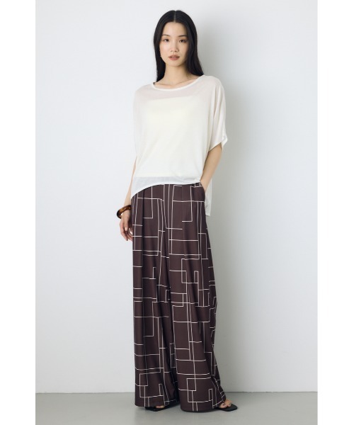 AZUL by moussy(アズールバイマウジー)の「【接触冷感ひんやり♪】【身長/骨格別着用画像あり】幾何学柄ワイドパンツ 夏服 春服 秋服(スラックス・レディース・ブラウン/ブラック/アイボリー・SMALL/MEDIUM)」の19枚目の写真