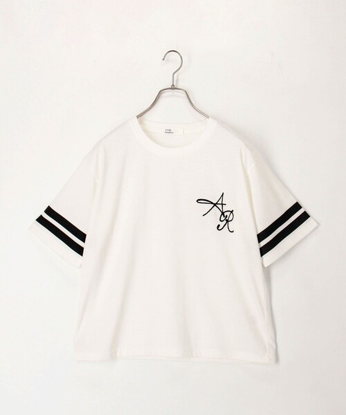 fredy couleur(フレディクルール)の「刺繍ロゴ&袖ラインTee(Tシャツ/カットソー・レディース・ロイヤルブルー/オリーブ/チャコールグレー/オフホワイト・M)」の2枚目の写真