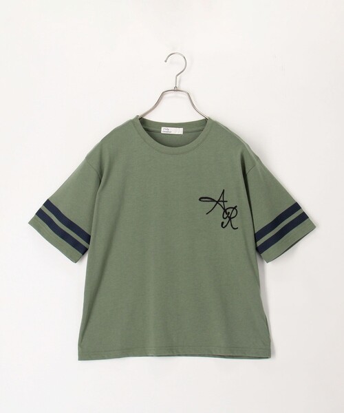 fredy couleur(フレディクルール)の「刺繍ロゴ&袖ラインTee(Tシャツ/カットソー・レディース・ロイヤルブルー/オリーブ/チャコールグレー/オフホワイト・M)」の3枚目の写真