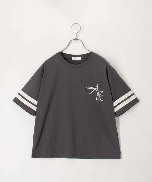 fredy couleur(フレディクルール)の「刺繍ロゴ&袖ラインTee(Tシャツ/カットソー・レディース・ロイヤルブルー/オリーブ/チャコールグレー/オフホワイト・M)」の1枚目の写真
