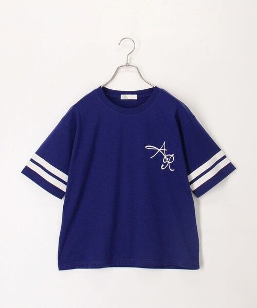 fredy couleur(フレディクルール)の「刺繍ロゴ&袖ラインTee(Tシャツ/カットソー・レディース・ロイヤルブルー/オリーブ/チャコールグレー/オフホワイト・M)」の14枚目の写真