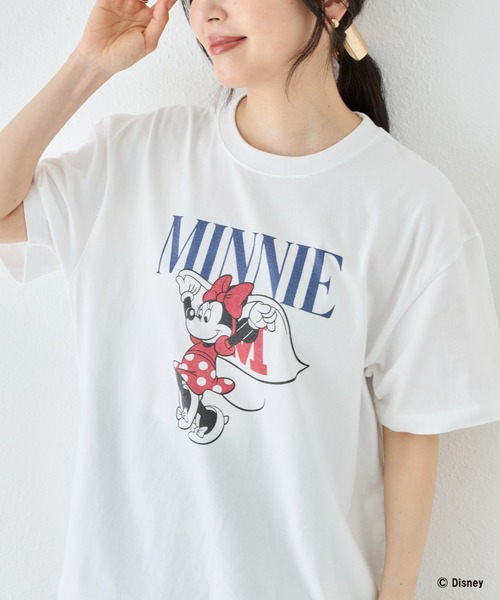 GOOD ROCK SPEED(グッドロックスピード)の「【GOOD ROCK SPEED】ディズニー|ミッキー/ミニー/ロゴプリントTシャツ(Tシャツ/カットソー・レディース・ネイビー/ホワイト・F)」の1枚目の写真
