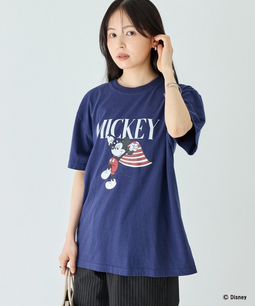 GOOD ROCK SPEED(グッドロックスピード)の「【GOOD ROCK SPEED】ディズニー|ミッキー/ミニー/ロゴプリントTシャツ(Tシャツ/カットソー・レディース・ネイビー/ホワイト・F)」の12枚目の写真