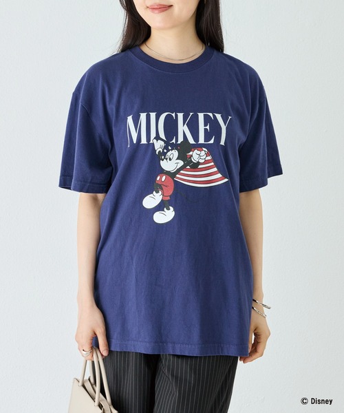 GOOD ROCK SPEED(グッドロックスピード)の「【GOOD ROCK SPEED】ディズニー|ミッキー/ミニー/ロゴプリントTシャツ(Tシャツ/カットソー・レディース・ネイビー/ホワイト・F)」の13枚目の写真