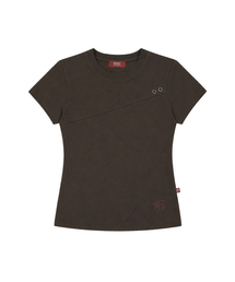 Crop Eyelet Cut-out T-shirts Charcoal