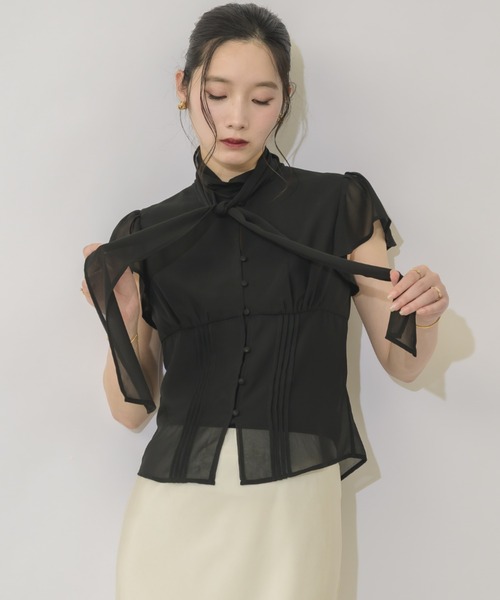 NEUNA(ヌナ)の「【上品な韓国オンニスタイルに◎】リボンタイフェミニンブラウス(シャツ/ブラウス・レディース・アイボリー/ブルー/ブラック・FREE)」の20枚目の写真