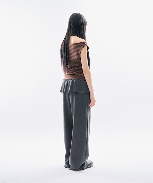 raucohouse（ラウコハウス）の「ドレープボーダー2WAY半袖Tシャツ（Tシャツ/カットソー・レディース・ブラック/グレー/ブラウン・FREE）」の12枚目の写真