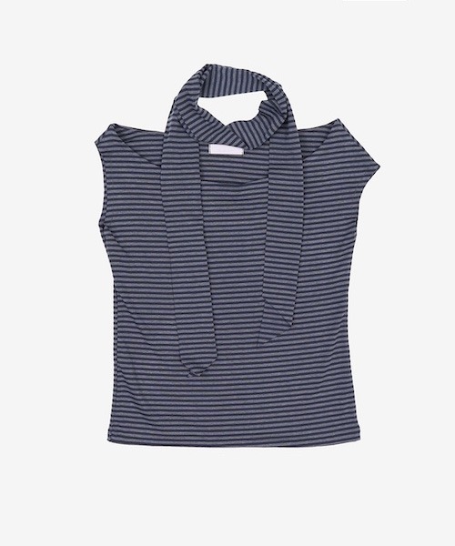 raucohouse（ラウコハウス）の「ドレープボーダー2WAY半袖Tシャツ（Tシャツ/カットソー・レディース・ブラック/グレー/ブラウン・FREE）」の13枚目の写真