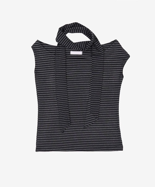 raucohouse（ラウコハウス）の「ドレープボーダー2WAY半袖Tシャツ（Tシャツ/カットソー・レディース・ブラック/グレー/ブラウン・FREE）」の18枚目の写真