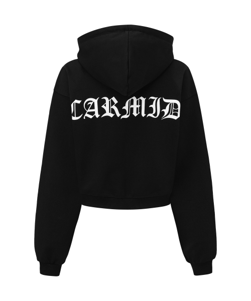 CARMID（カミド）の「(W) ノーブルレタリングクロップフードジップアップ [ブラック]（パーカー・レディース・その他・1/2）」の2枚目の写真