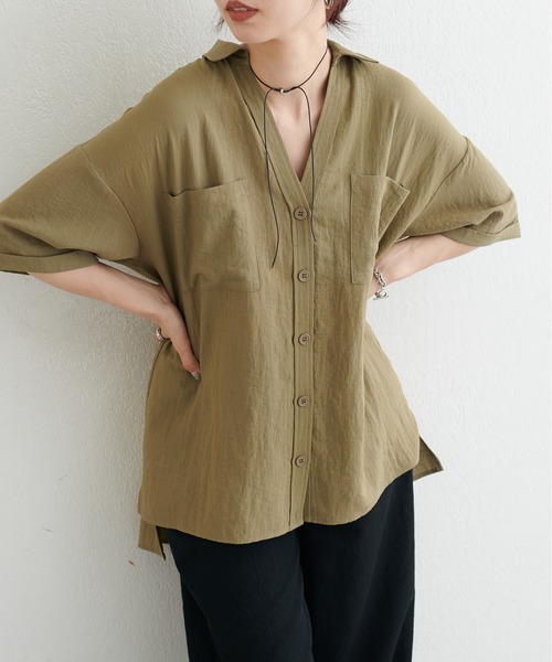 LARUTA(ラルータ)の「【LARUTA】麻調シアーポケット付きシャツ(シャツ/ブラウス・レディース・オフホワイト/カーキ/ブラック・FREE)」の22枚目の写真