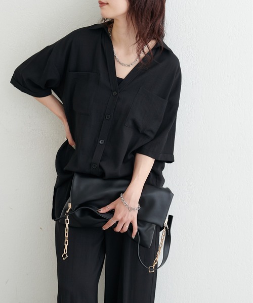 LARUTA(ラルータ)の「【LARUTA】麻調シアーポケット付きシャツ(シャツ/ブラウス・レディース・オフホワイト/カーキ/ブラック・FREE)」の17枚目の写真