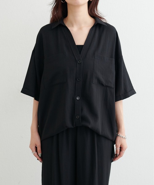 LARUTA(ラルータ)の「【LARUTA】麻調シアーポケット付きシャツ(シャツ/ブラウス・レディース・オフホワイト/カーキ/ブラック・FREE)」の10枚目の写真