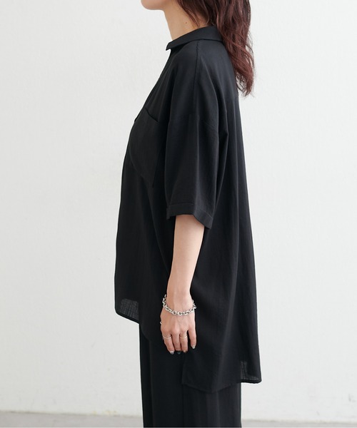 LARUTA(ラルータ)の「【LARUTA】麻調シアーポケット付きシャツ(シャツ/ブラウス・レディース・オフホワイト/カーキ/ブラック・FREE)」の14枚目の写真