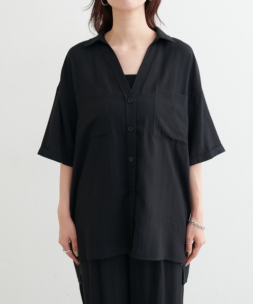 LARUTA(ラルータ)の「【LARUTA】麻調シアーポケット付きシャツ(シャツ/ブラウス・レディース・オフホワイト/カーキ/ブラック・FREE)」の13枚目の写真