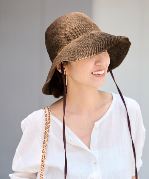 FRAMeWORK(フレームワーク)の「ODDS PLAIN RIBBON HAT26(ハット・レディース・ブラウン/ベージュ・FREE)」の1枚目の写真