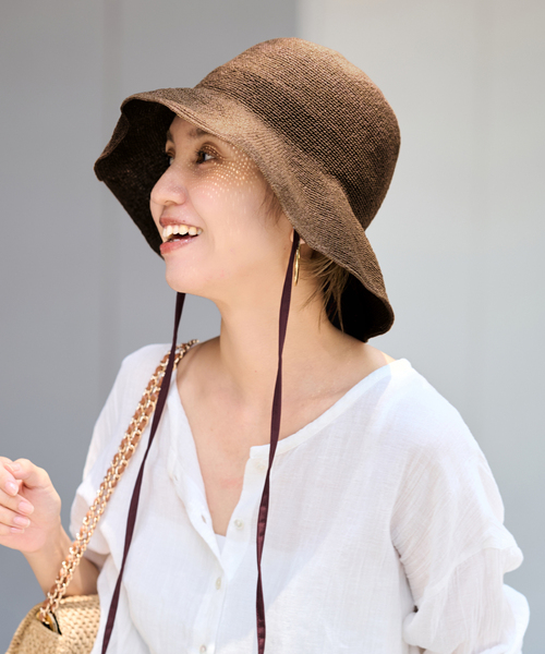FRAMeWORK(フレームワーク)の「ODDS PLAIN RIBBON HAT26(ハット・レディース・ブラウン/ベージュ・FREE)」の3枚目の写真