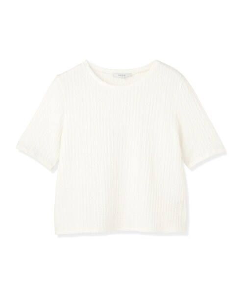 UNTITLED(アンタイトル)の「◆【洗える】5分袖ポコポコプルオーバー(Tシャツ/カットソー・レディース・オフホワイト/ブラック・02)」の3枚目の写真