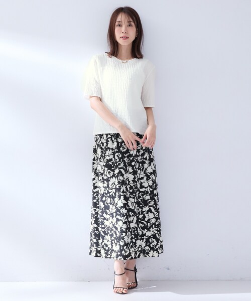 UNTITLED(アンタイトル)の「◆【洗える】5分袖ポコポコプルオーバー(Tシャツ/カットソー・レディース・オフホワイト/ブラック・02)」の5枚目の写真