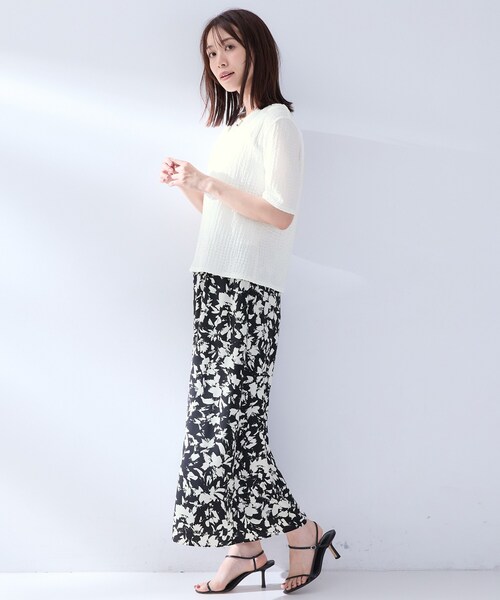 UNTITLED(アンタイトル)の「◆【洗える】5分袖ポコポコプルオーバー(Tシャツ/カットソー・レディース・オフホワイト/ブラック・02)」の6枚目の写真
