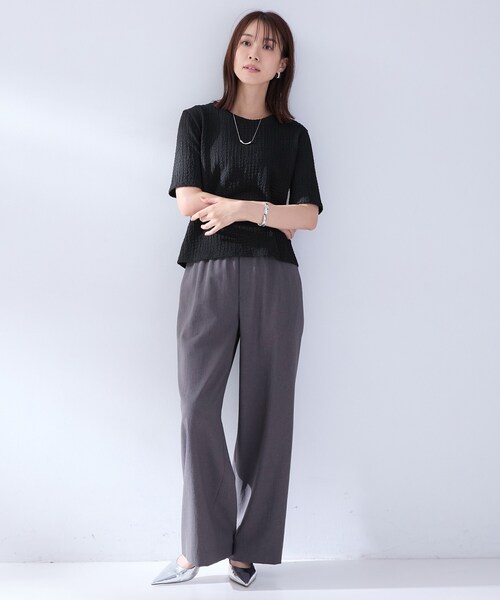 UNTITLED(アンタイトル)の「◆【洗える】5分袖ポコポコプルオーバー(Tシャツ/カットソー・レディース・オフホワイト/ブラック・02)」の9枚目の写真