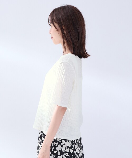UNTITLED(アンタイトル)の「◆【洗える】5分袖ポコポコプルオーバー(Tシャツ/カットソー・レディース・オフホワイト/ブラック・02)」の13枚目の写真