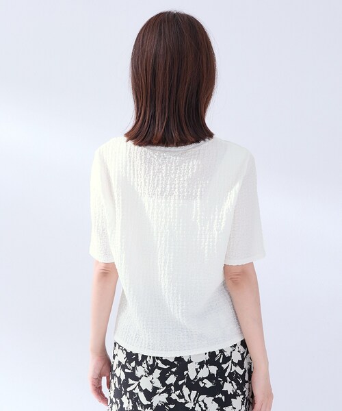 UNTITLED(アンタイトル)の「◆【洗える】5分袖ポコポコプルオーバー(Tシャツ/カットソー・レディース・オフホワイト/ブラック・02)」の14枚目の写真