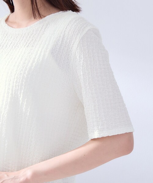 UNTITLED(アンタイトル)の「◆【洗える】5分袖ポコポコプルオーバー(Tシャツ/カットソー・レディース・オフホワイト/ブラック・02)」の16枚目の写真