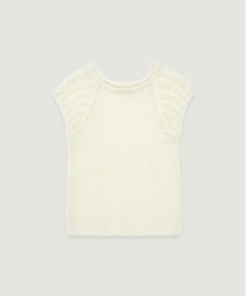 GRVRGROVE(グローブ)の「JACE NET HALF SLEEVE KNIT(ニット/セーター・レディース・チャコールグレー/クリーム・フリー)」の2枚目の写真