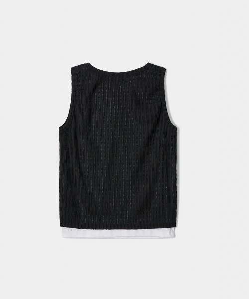 TRIP LE SENS(トリップ ル センス)の「クロシェレイヤードヘンリーネックスリーブレス_ブラック(Tシャツ/カットソー・メンズ・その他・LARGE/MEDIUM)」の5枚目の写真
