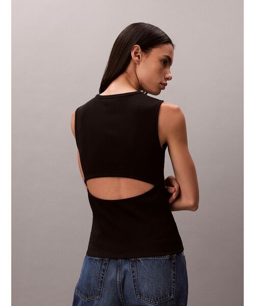 Calvin Klein(カルバン・クライン)の「タンクトップ - 2X2 ウーブンタンクトップ(タンクトップ・レディース・ホワイト/ブラック・S)」の3枚目の写真