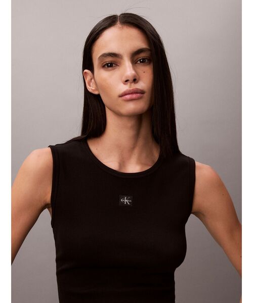 Calvin Klein(カルバン・クライン)の「タンクトップ - 2X2 ウーブンタンクトップ(タンクトップ・レディース・ホワイト/ブラック・S)」の4枚目の写真