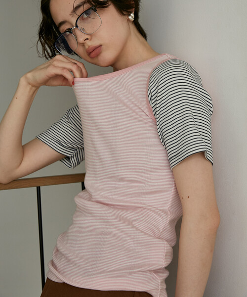 FREAK'S STORE(フリークスストア)の「MILLER × FREAK'S STORE/ミラー 別注 Panel Rib Tank/パネルリブタンク(タンクトップ・レディース・ピンク/ブラック/ブラウン/オフホワイト/サックスブルー・フリ-)」の11枚目の写真