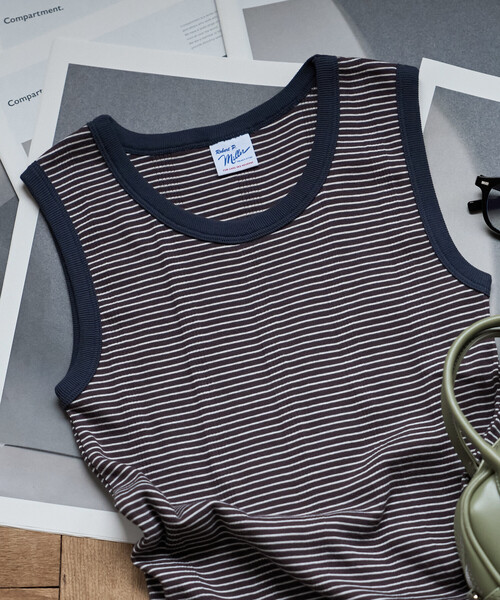 FREAK'S STORE(フリークスストア)の「MILLER × FREAK'S STORE/ミラー 別注 Panel Rib Tank/パネルリブタンク(タンクトップ・レディース・ピンク/ブラック/ブラウン/オフホワイト/サックスブルー・フリ-)」の16枚目の写真