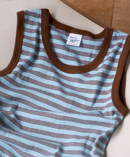 FREAK'S STORE(フリークスストア)の「MILLER × FREAK'S STORE/ミラー 別注 Panel Rib Tank/パネルリブタンク(タンクトップ・レディース・ピンク/ブラック/ブラウン/オフホワイト/サックスブルー・フリ-)」の20枚目の写真