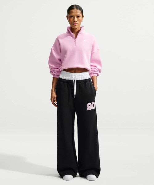 NIKE(ナイキ)の「ナイキ Studio Fleece ミディアムウェイト ウィメンズ ミッドライズ ワイドレッグパンツ / Nike Studio Fleece Medium Weight Women's Mid-Rise Wide-Leg Pants IV5749-010 Black(スウェットパンツ・レディース・ブラック・XS/S/L/XL/M)」の2枚目の写真