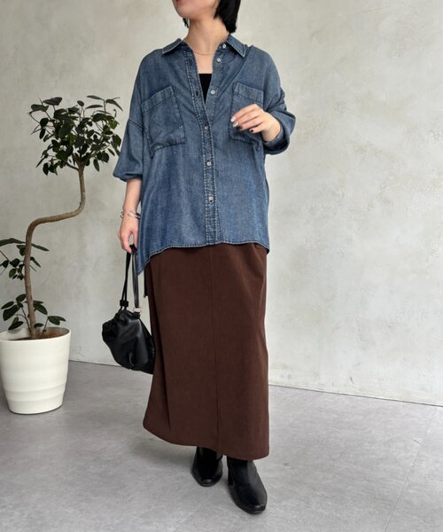 Jena espace merveilleux(ジェナ エスパスメルヴェイユ)の「テンセルバックシャーリングシャツ(シャツ/ブラウス・レディース・ブルー/グレー/サックスブルー・FREE)」の10枚目の写真