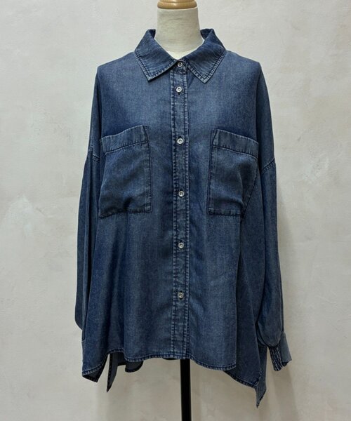 Jena espace merveilleux(ジェナ エスパスメルヴェイユ)の「テンセルバックシャーリングシャツ(シャツ/ブラウス・レディース・ブルー/グレー/サックスブルー・FREE)」の17枚目の写真