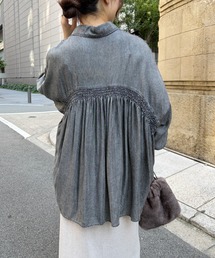 セール】MEDI SHRUNK LACE OPEN COLLAR TOP（シャツ/ブラウス）｜Ameri