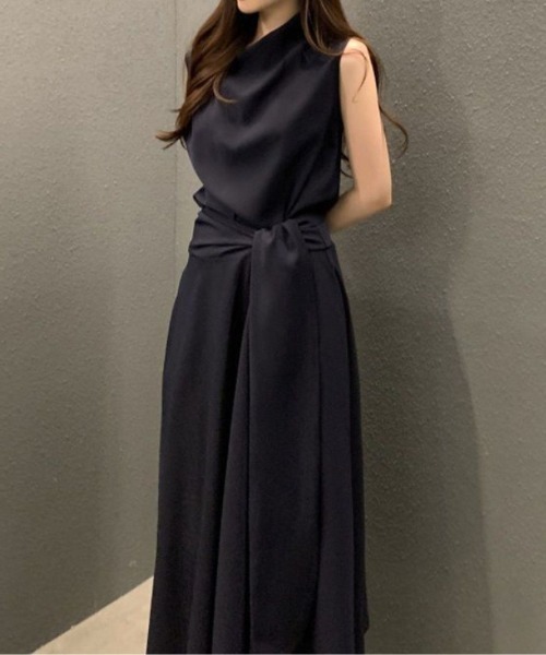 Aelina(エリナ)の「リボンノースリーブワンピース(ワンピース・レディース・ピンク/ネイビー/ベージュ・L/M)」の15枚目の写真