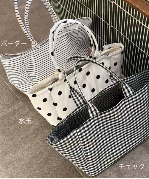 shoppinggo（ショッピングゴー）の「トートバッグ レディース ハンドバッグ カバン バッグ 大容量 A4 布 カバントート 手提げ（トートバッグ・レディース・ブラック/ホワイト・FREE）」の4枚目の写真