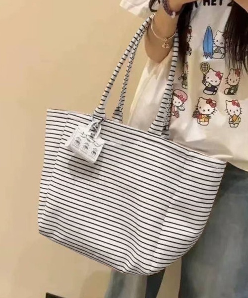 shoppinggo（ショッピングゴー）の「トートバッグ レディース ハンドバッグ カバン バッグ 大容量 A4 布 カバントート 手提げ（トートバッグ・レディース・ブラック/ホワイト・FREE）」の15枚目の写真