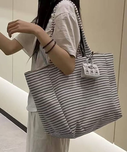 shoppinggo（ショッピングゴー）の「トートバッグ レディース ハンドバッグ カバン バッグ 大容量 A4 布 カバントート 手提げ（トートバッグ・レディース・ブラック/ホワイト・FREE）」の16枚目の写真