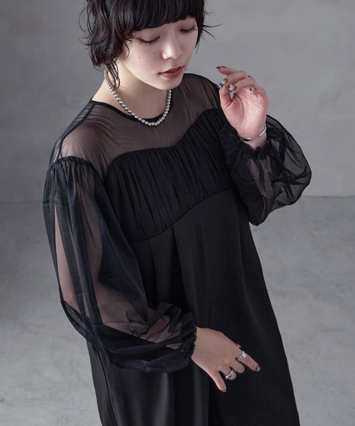 aity(アイティ)の「チュールドッキング ロングスリーブ オールインワンパンツドレス ドレス オケージョンドレス パーティー 結婚式(パンツドレス・レディース・ブラック/グレー・M)」の18枚目の写真