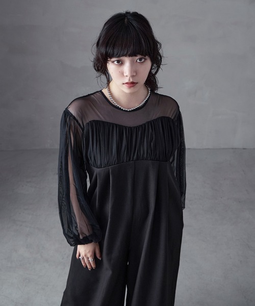 aity(アイティ)の「チュールドッキング ロングスリーブ オールインワンパンツドレス ドレス オケージョンドレス パーティー 結婚式(パンツドレス・レディース・ブラック/グレー・M)」の19枚目の写真