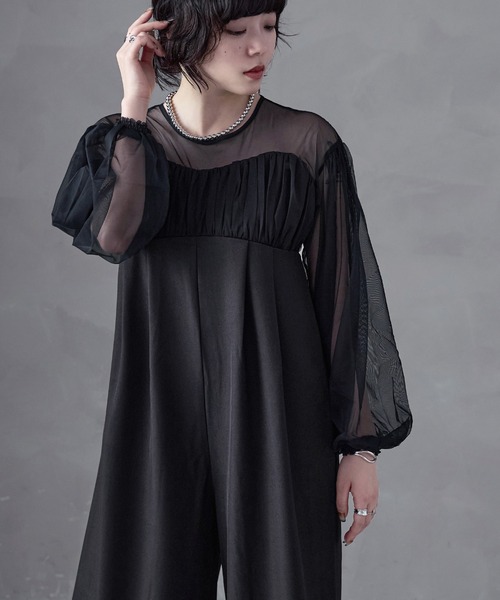 aity(アイティ)の「チュールドッキング ロングスリーブ オールインワンパンツドレス ドレス オケージョンドレス パーティー 結婚式(パンツドレス・レディース・ブラック/グレー・M)」の21枚目の写真