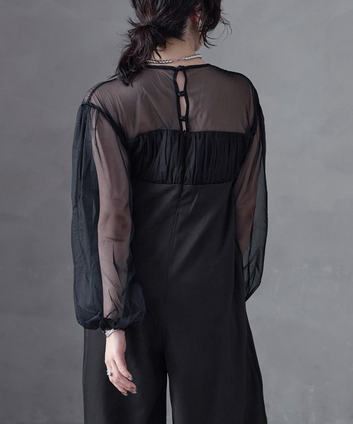 aity(アイティ)の「チュールドッキング ロングスリーブ オールインワンパンツドレス ドレス オケージョンドレス パーティー 結婚式(パンツドレス・レディース・ブラック/グレー・M)」の12枚目の写真