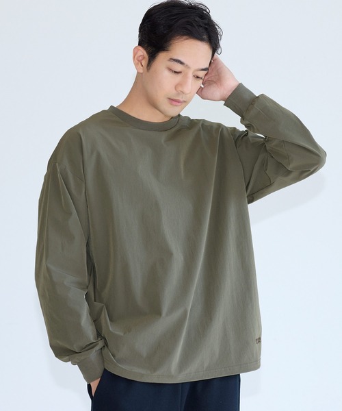 coca(coca)(コカ)の「4wayストレッチ刺繍ワイドロンT(Tシャツ/カットソー・メンズ・チャコール/カーキ/ブラック/アイボリー・XL/M/L)」の4枚目の写真