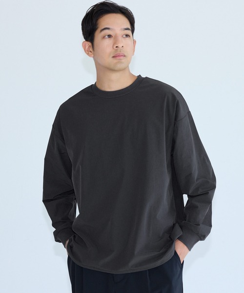 coca(coca)(コカ)の「4wayストレッチ刺繍ワイドロンT(Tシャツ/カットソー・メンズ・チャコール/カーキ/ブラック/アイボリー・XL/M/L)」の3枚目の写真